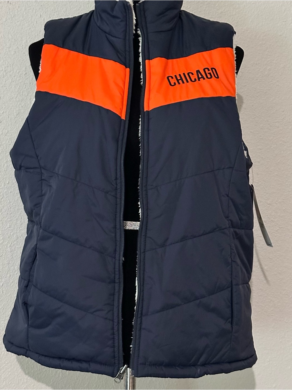 NFL Navy & Orange Chicago Puffer Vest for Kids